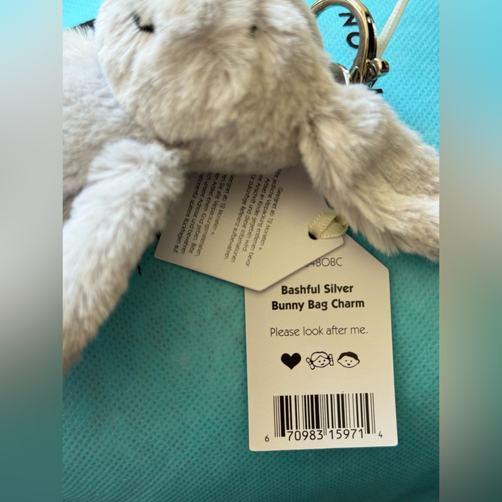 Jellycat Bashful Silver Bunny Bag Charm Limited - Picture 4 of 4